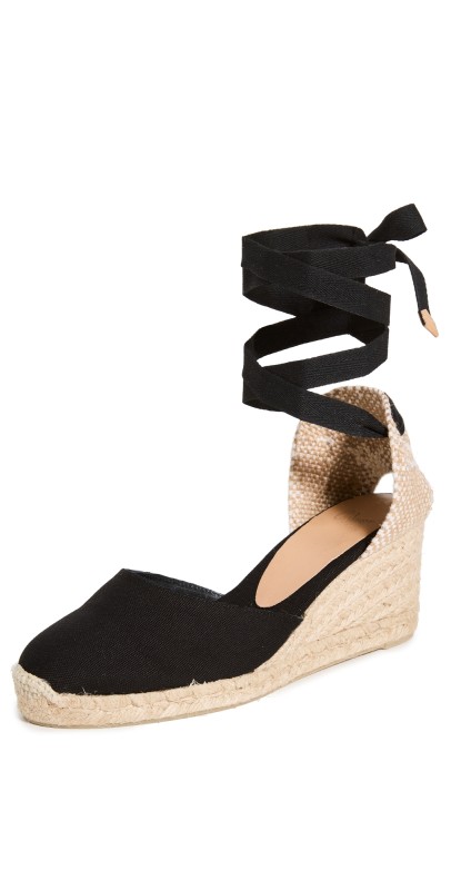 Castañer Carina Mid Wedge Canvas Espadrilles Black