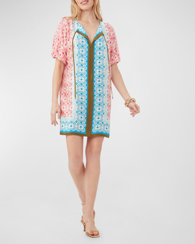 Floria Colorblock Floral-Print Mini Dress