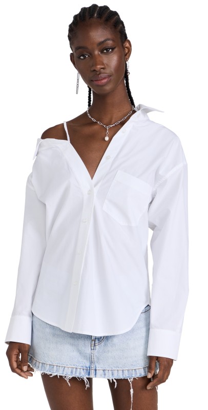 Alexander Wang Offhoulderhirt withcrunchietrap Bright White