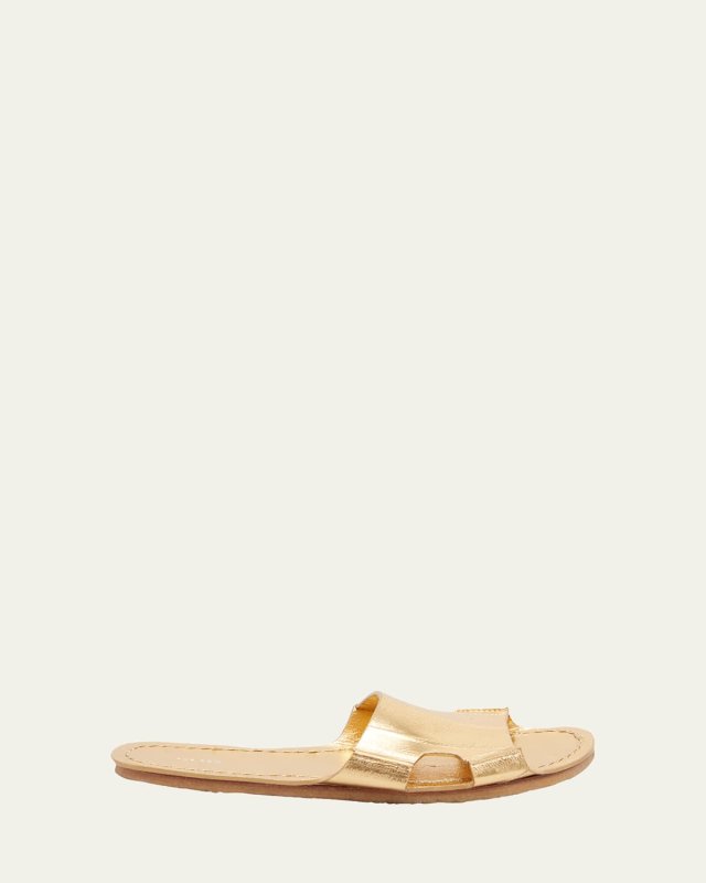Gene Leather Cutout Flat Sandals