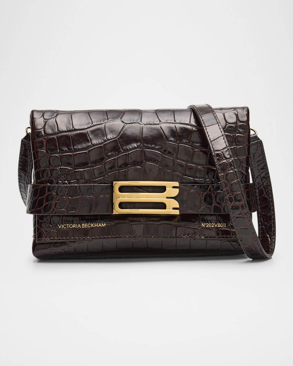 Mini Buckle Croc-Embossed Leather Crossbody Bag