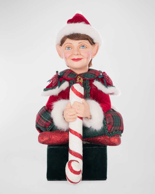 Sitting Elf with Giftbox Stocking Holder
