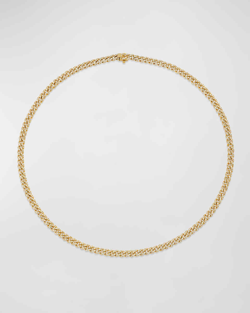 14K Gold and Diamond Pavé Link Necklace, 4mm