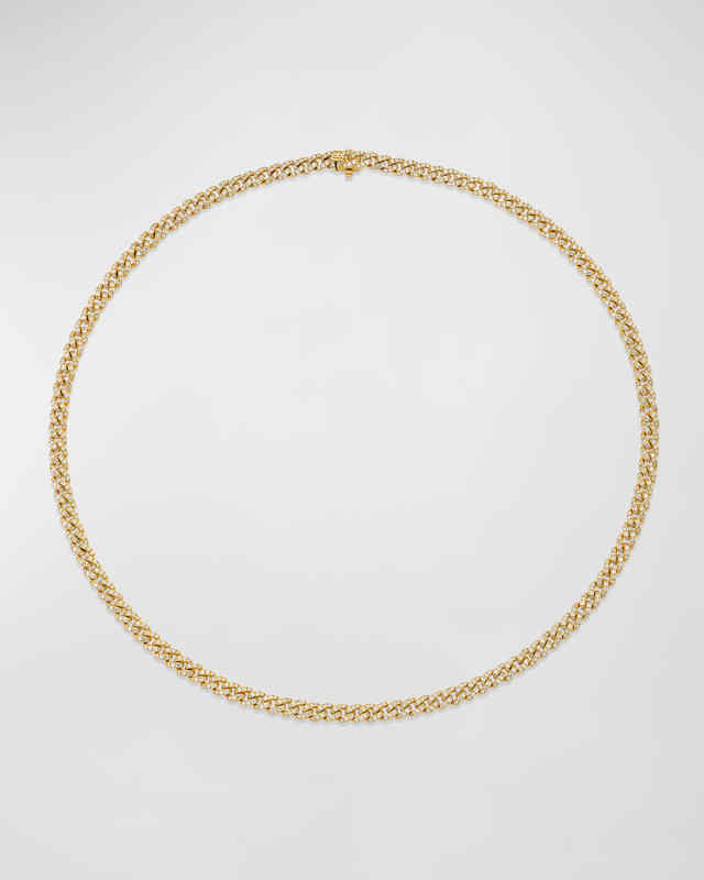 14K Gold and Diamond Pavé Link Necklace, 4mm