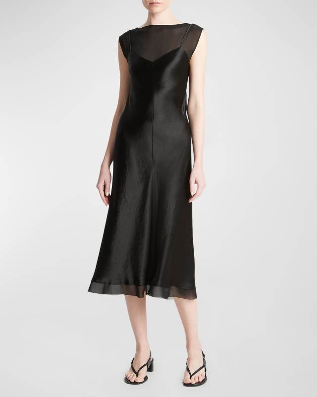 Chiffon Layered Midi Slip Dress