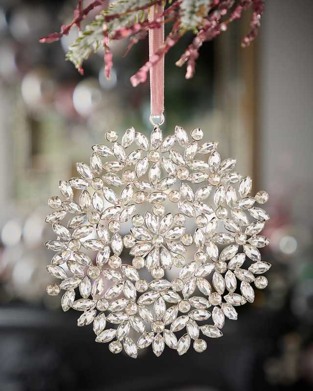 Large Clear Snowflake Jewel Christmas Ornament