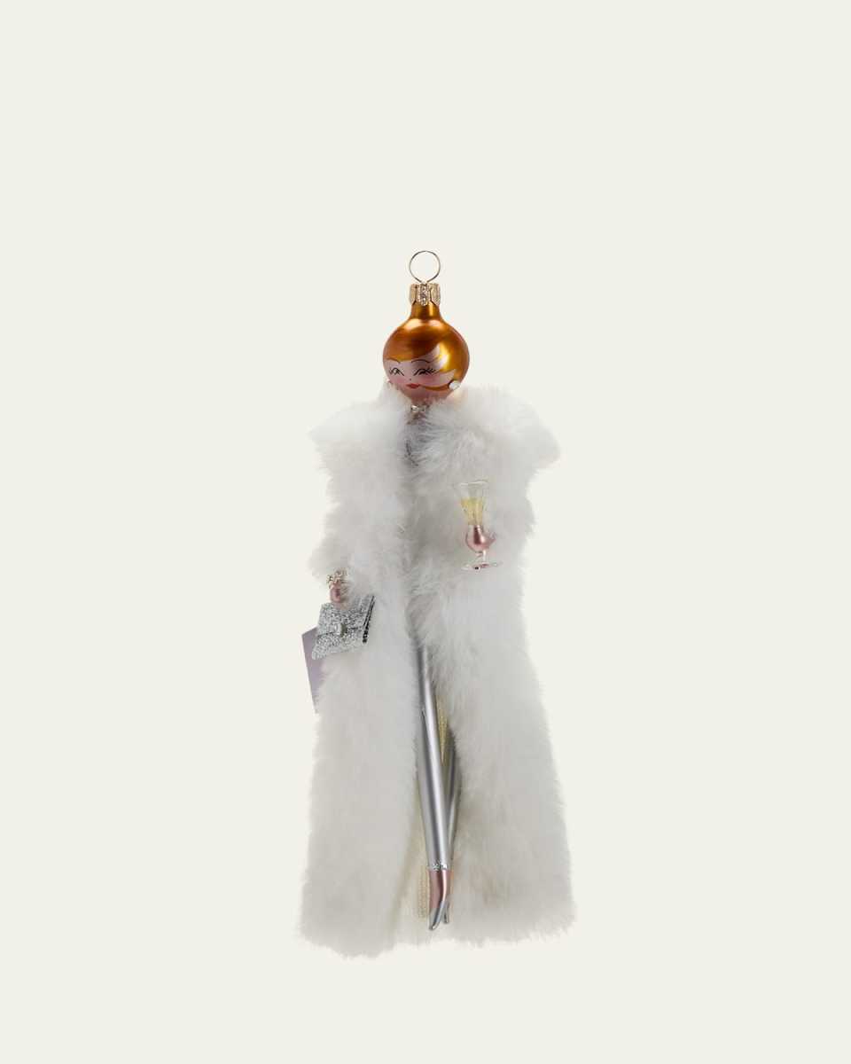 Fashionista in Long Faux Fur Coat Christmas Ornament