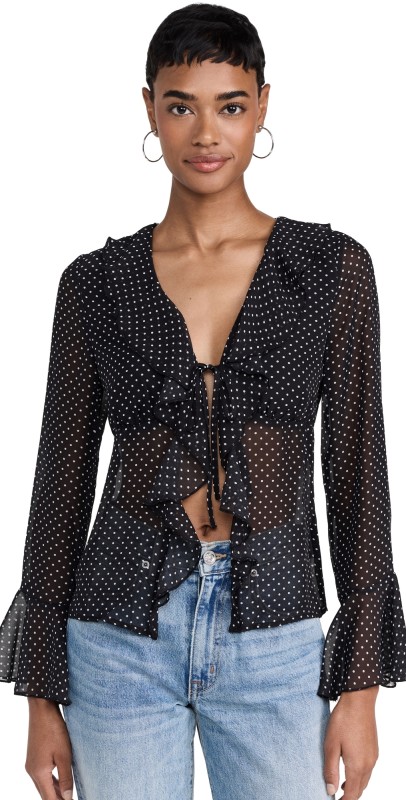 o. p.t Iben Top Black Polka Dot