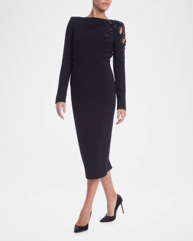 Beaded Cutout Bodycon Midi Dress