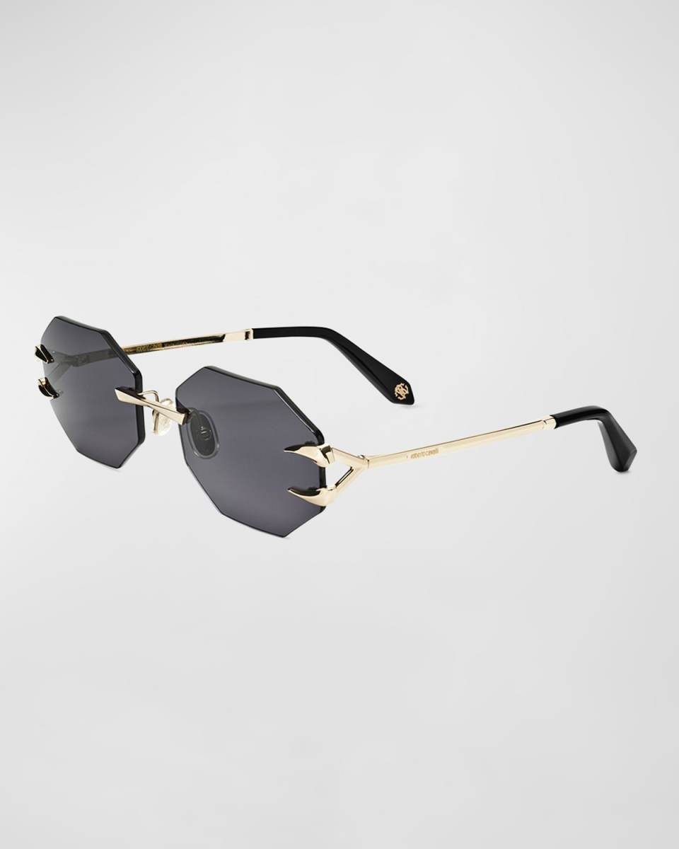 Tiger Tooth Rimless Metal Oval Sunglasses