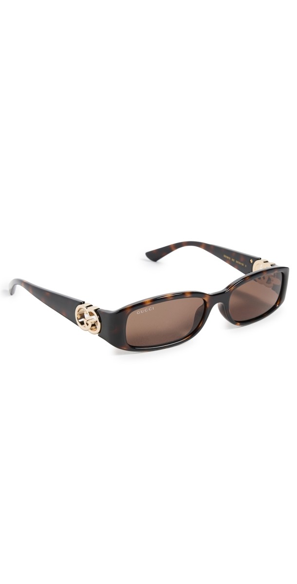 Gucci Hailey Rectangular Sunglasses Havana-Havana-Brow