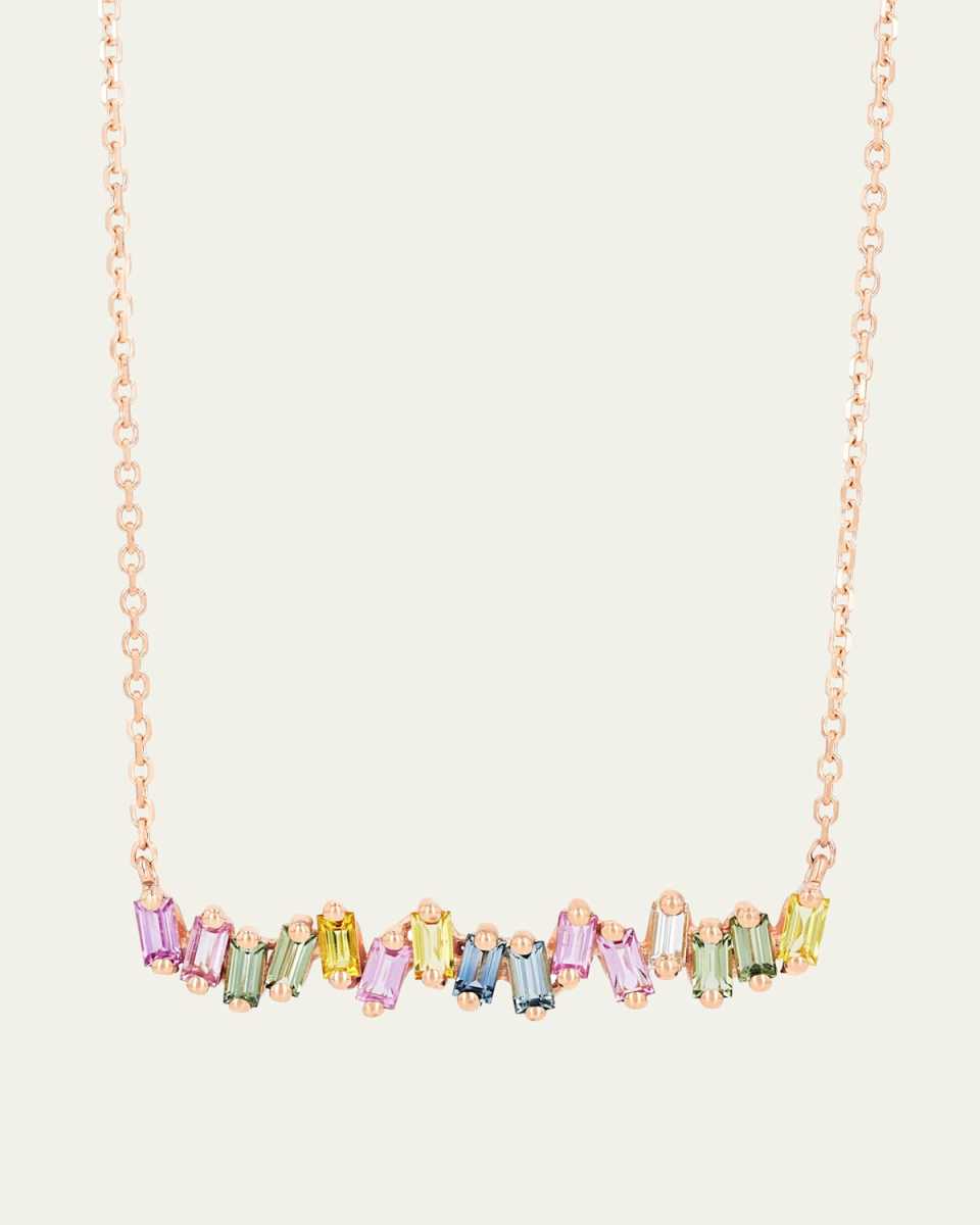 18K Rose Gold Pastel Sapphire and Diamond Necklace