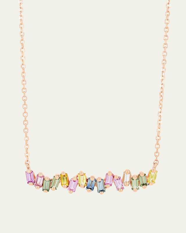 18K Rose Gold Pastel Sapphire and Diamond Necklace
