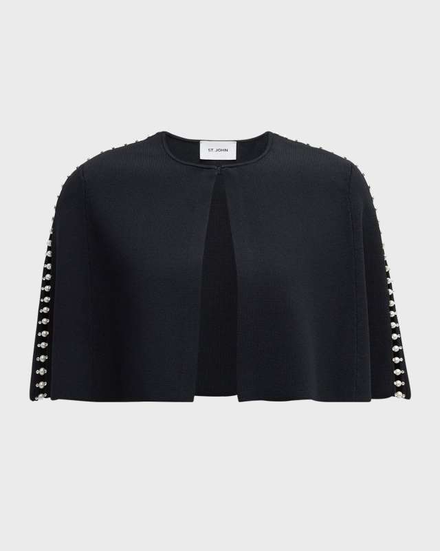 Crystal Embroidered Milano Knit Cape