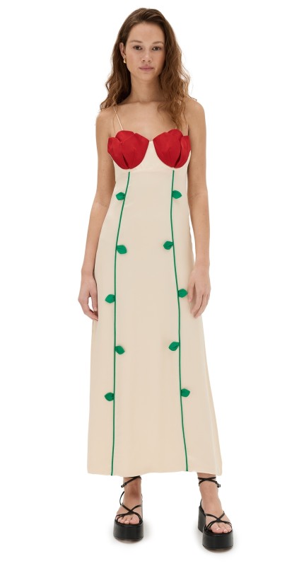 FARM Rio Multicolor Rose Detailed Sleeveless Maxi Dress Rose Pink