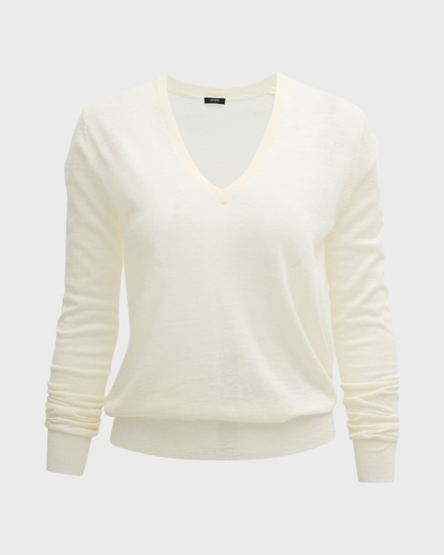 Cashair Cashmere V-Neck Long-Sleeve Shirt