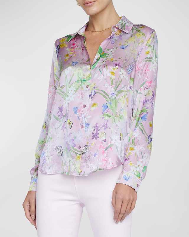 Tyler Floral Butterfly Silk Blouse