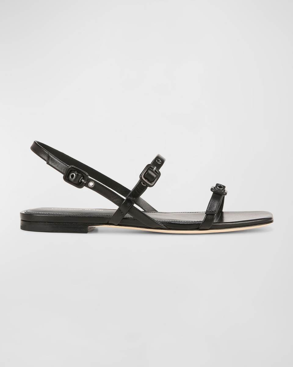 Malinda Leather Buckle Slingback Sandals