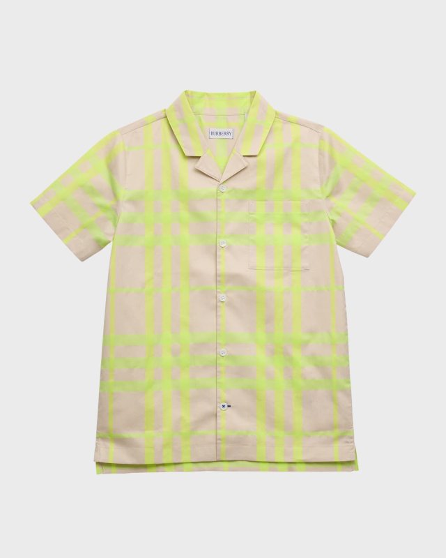 Boy's Herbie Check Short-Sleeve Woven Shirt, Size 3-1