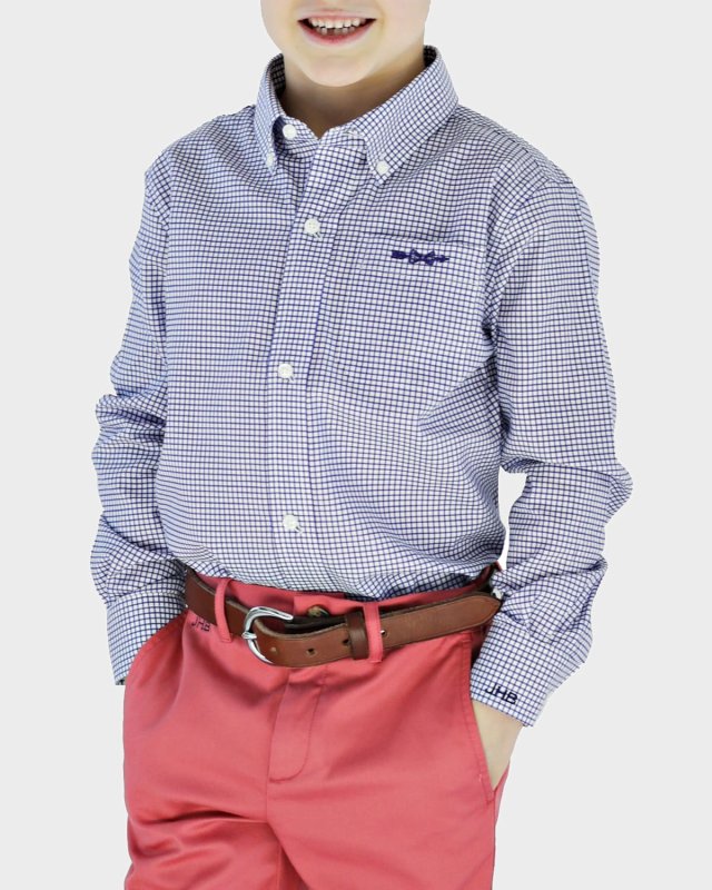 Windowpane Shirt - Monogram Option, Size 4/5