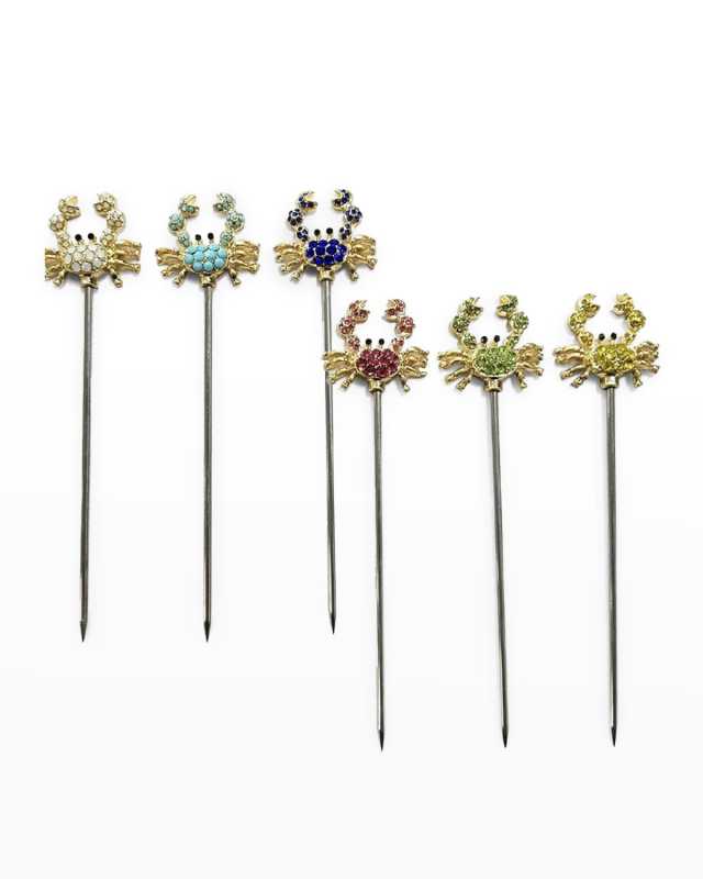 Crab Cocktail Picks, Rainbow - Set of 6