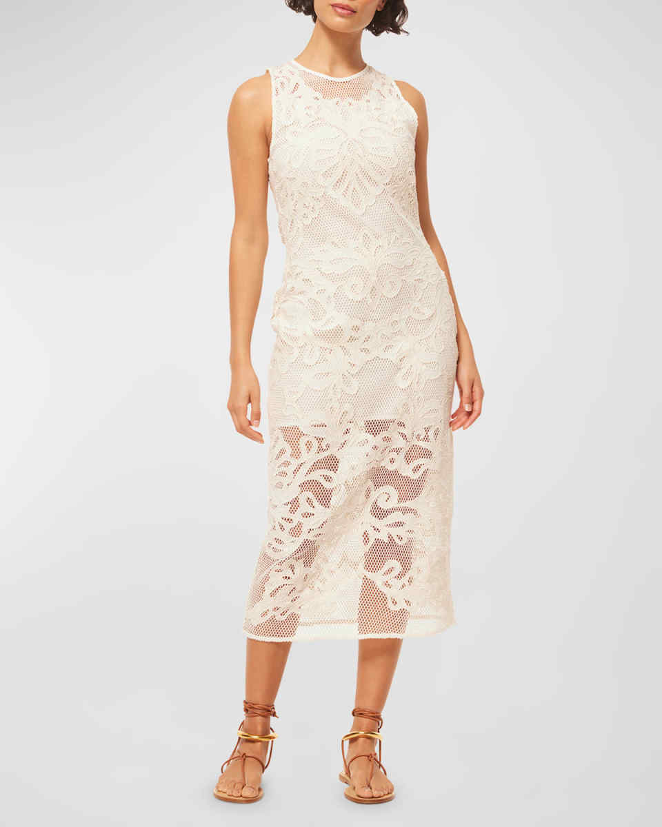 Sofandeh Sleeveless Netting Midi Dress