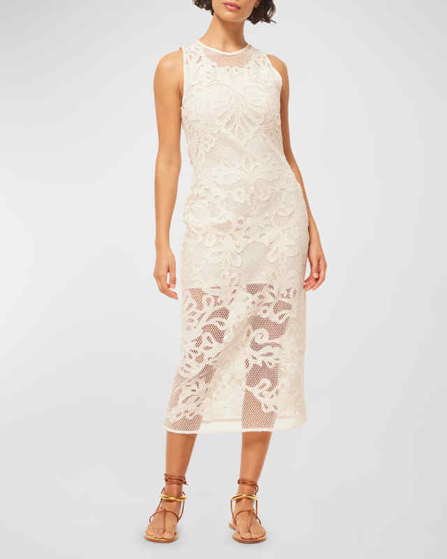 Sofandeh Sleeveless Netting Midi Dress