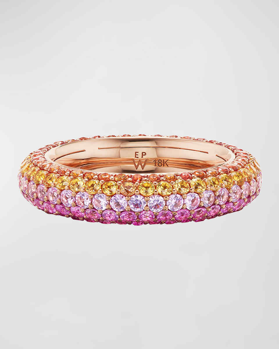 Desert Puffy Band in 18K Rose Gold and Sapphires