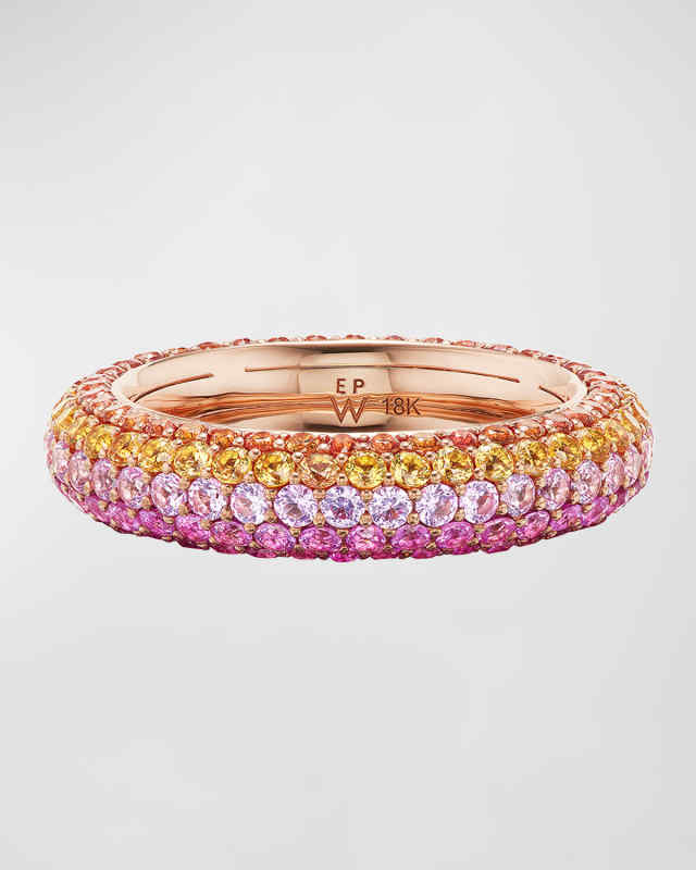 Desert Puffy Band in 18K Rose Gold and Sapphires