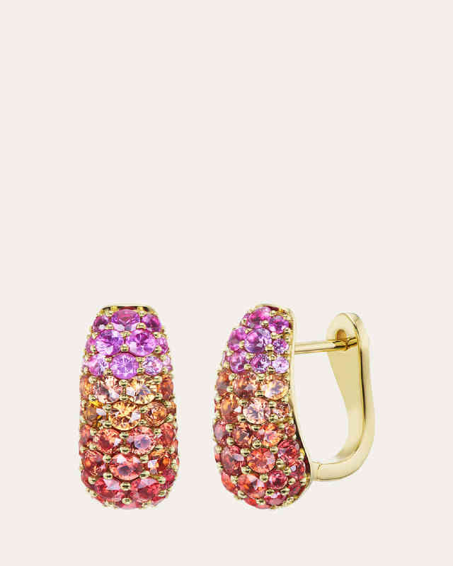 18K Yellow Gold Holly Sapphire Huggie Earrings