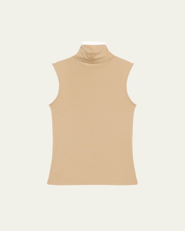 Sleeveless Wool Turtleneck Top