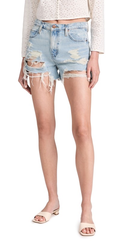 FRAME The Vintage Relaxed Shorts Fizz Indigo Destructed