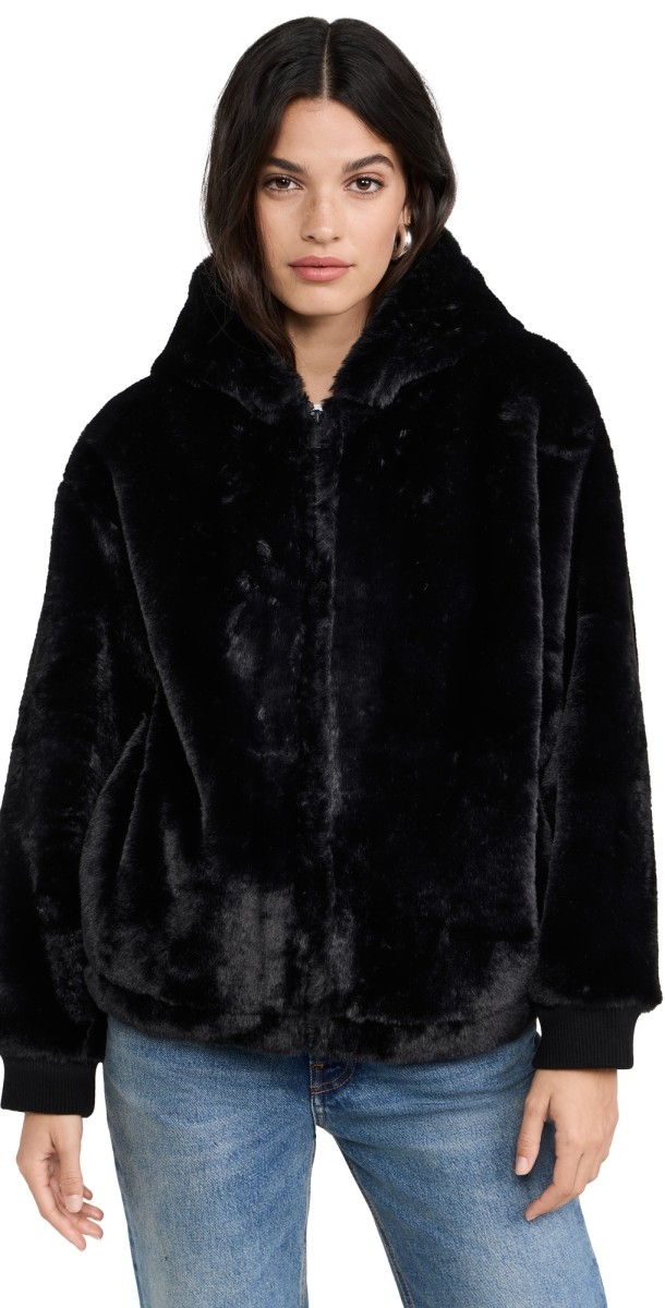 Splendid Mikki Fur Bomber Black