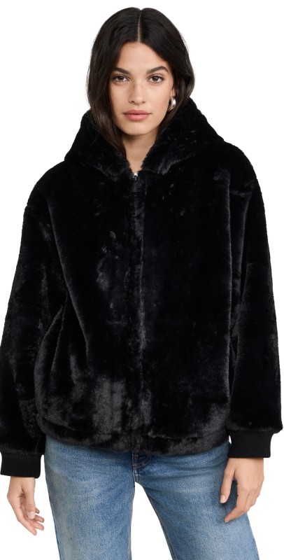 Splendid Mikki Fur Bomber Black