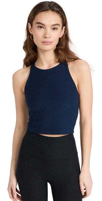 Beyond Yoga Spacedye Refocus Cropped Tank Darkest Night