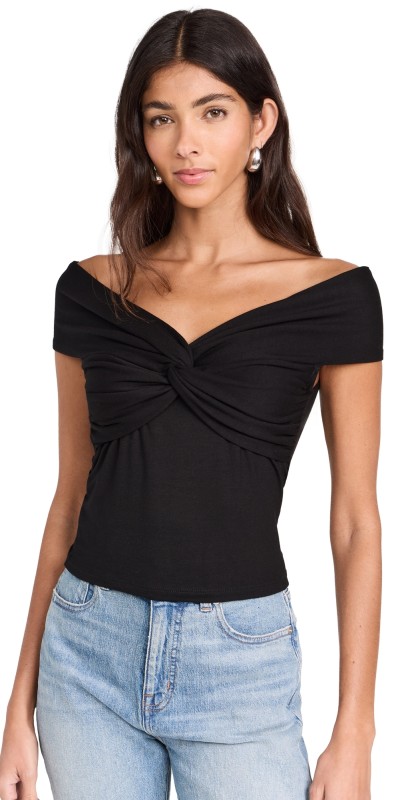 Reformation Ezlynn Knit Top Black