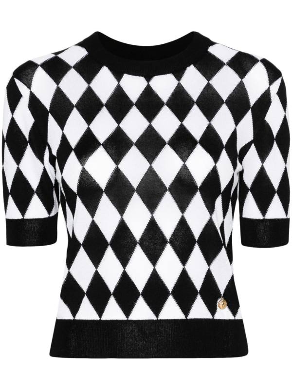 diamond-pattern knitted T-shirt