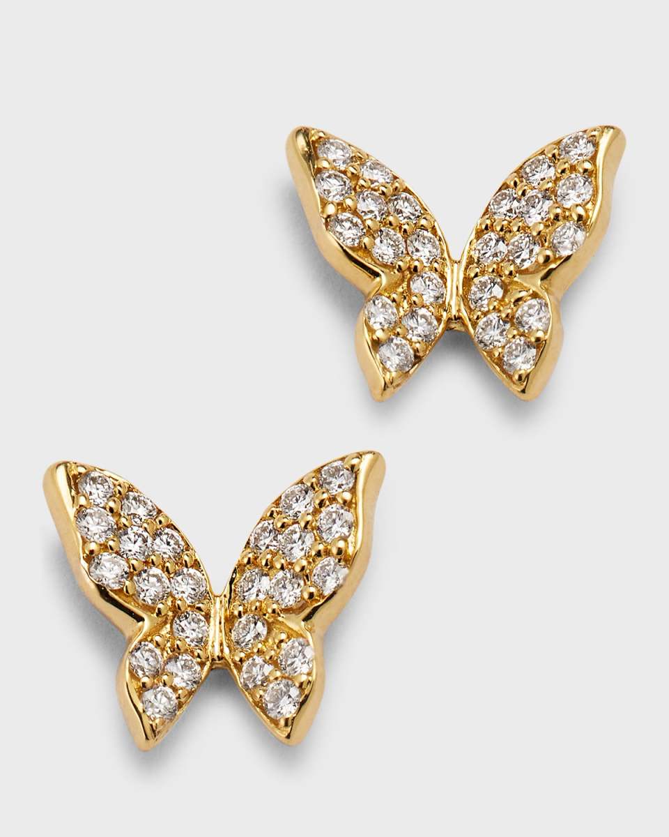Talisman 18K Yellow Gold Butterfly Diamond Stud Earrings