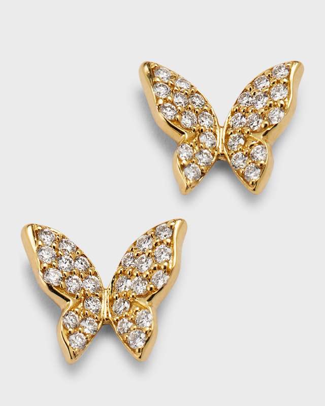 Talisman 18K Yellow Gold Butterfly Diamond Stud Earrings