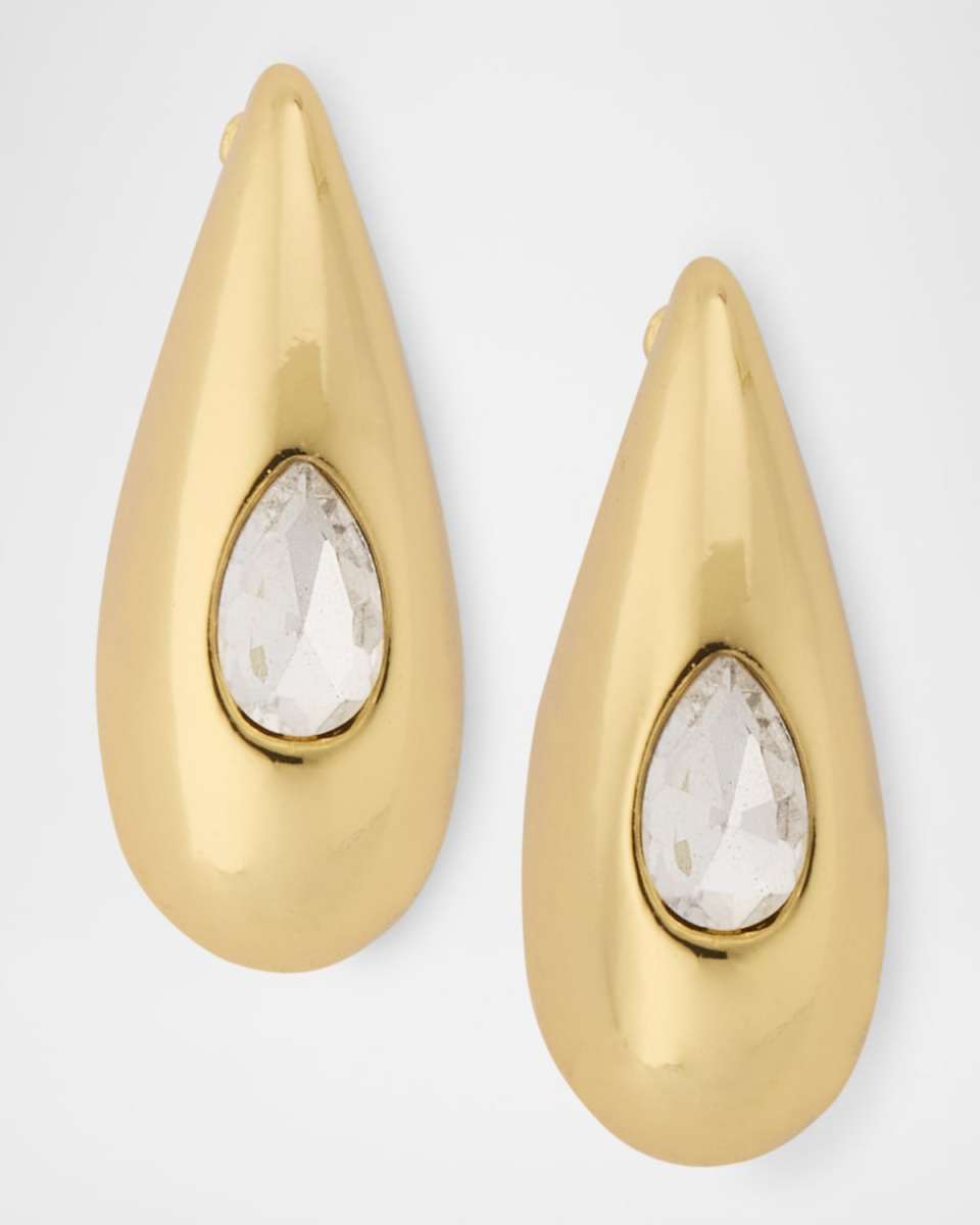 Tear Drop Gold-Plated Stud Earrings