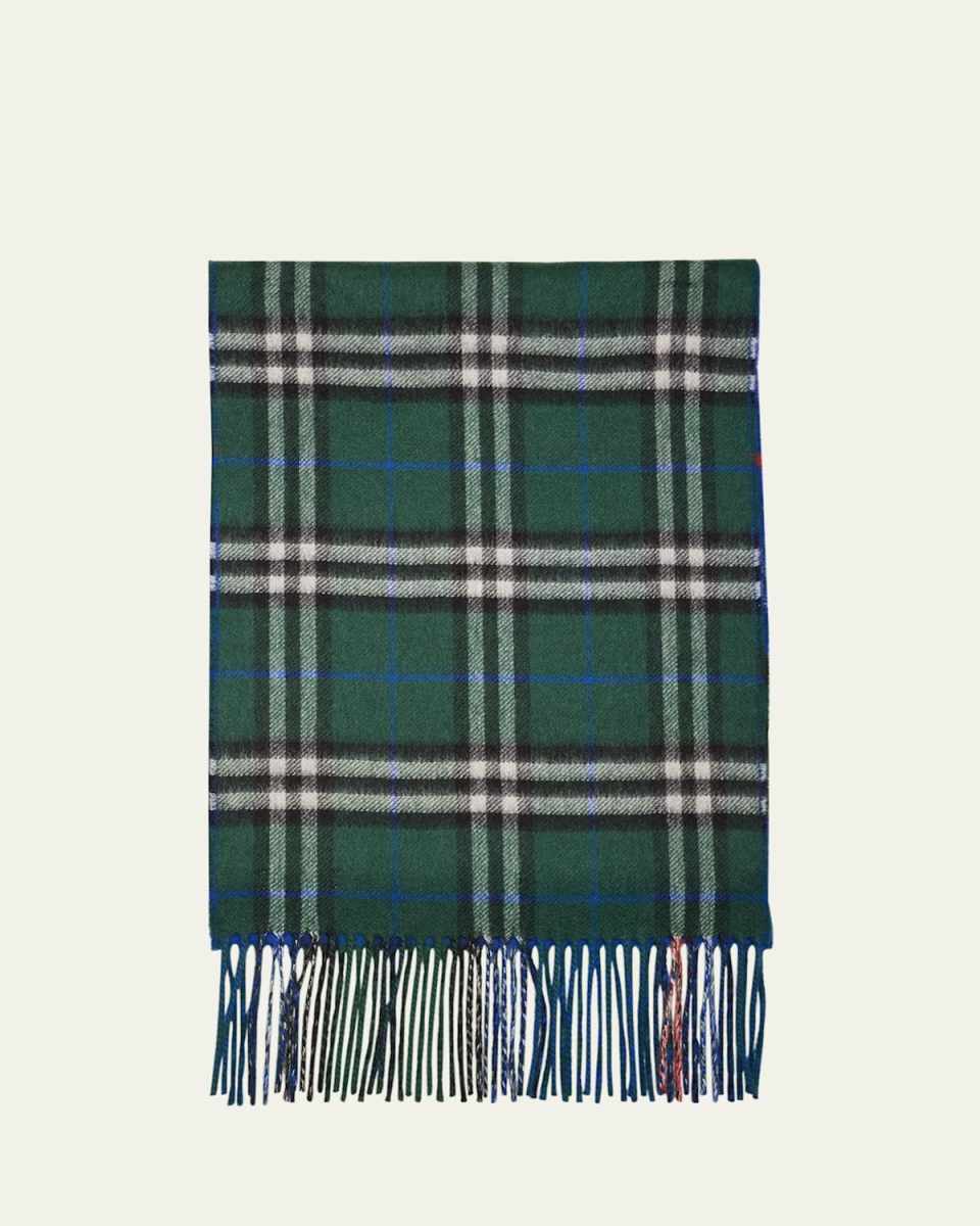 Jacquard Woven Check Cashmere Scarf