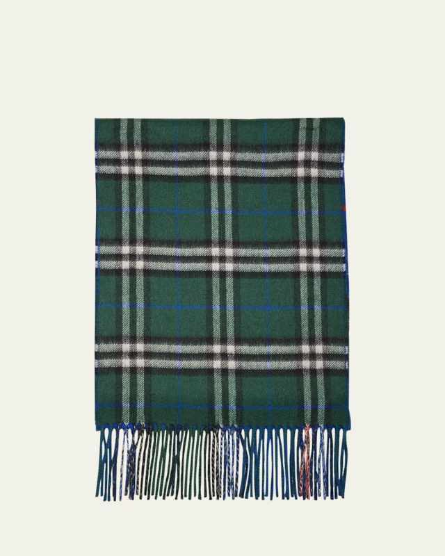 Jacquard Woven Check Cashmere Scarf