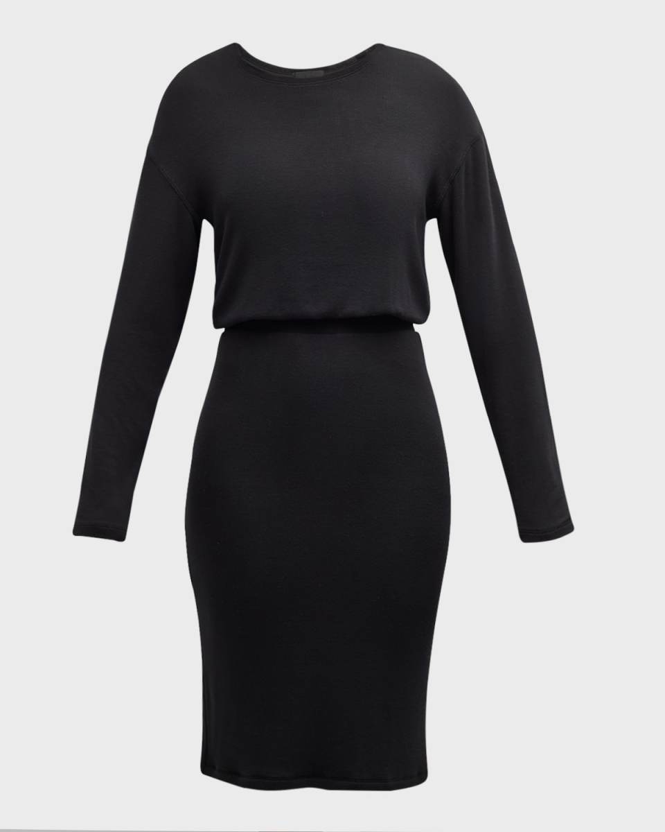 Modal Rib Cinched-Waist Midi Dress