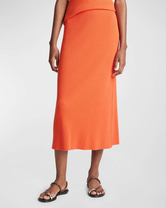 Ribbed Knit Midi Skirt