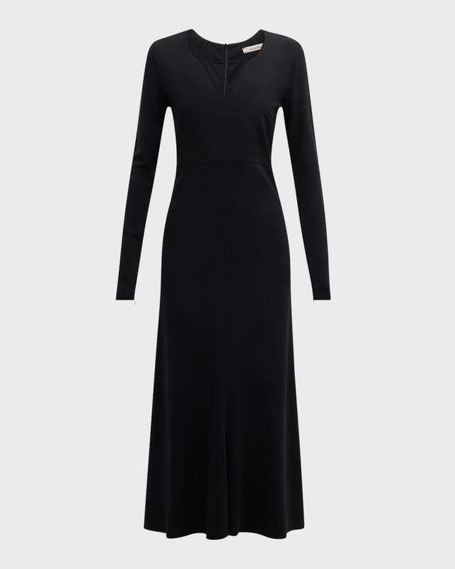 Soft Shape Long-Sleeve A-Line Midi Dress