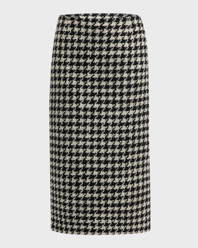 Straight Houndstooth Maxi Skirt