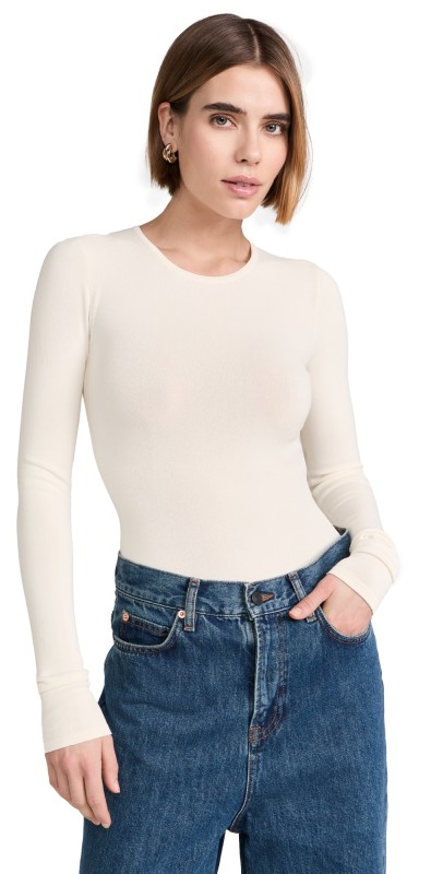 WARDROBE. NYC Knit Bodysuit Off White