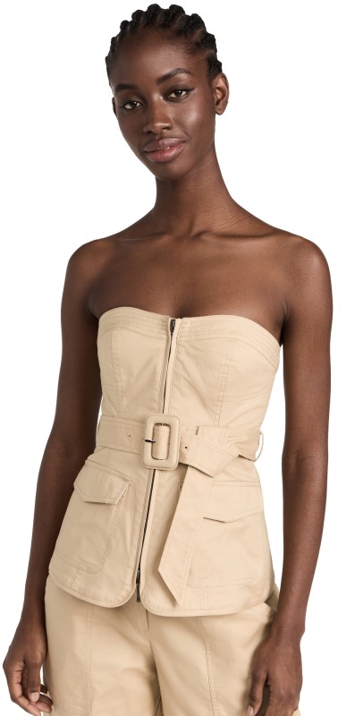 SIMKHAI Elettra Bustier Top Khaki