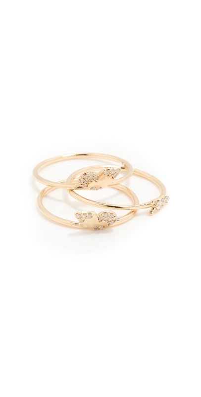 Adina Reyter 14k Enchanted Small Diamond Butterfly Ring Set 14k Yellow Gold