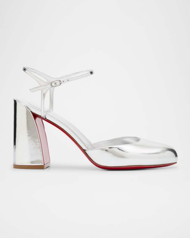 Jane Metallic Red Sole Ankle-Strap Pumps
